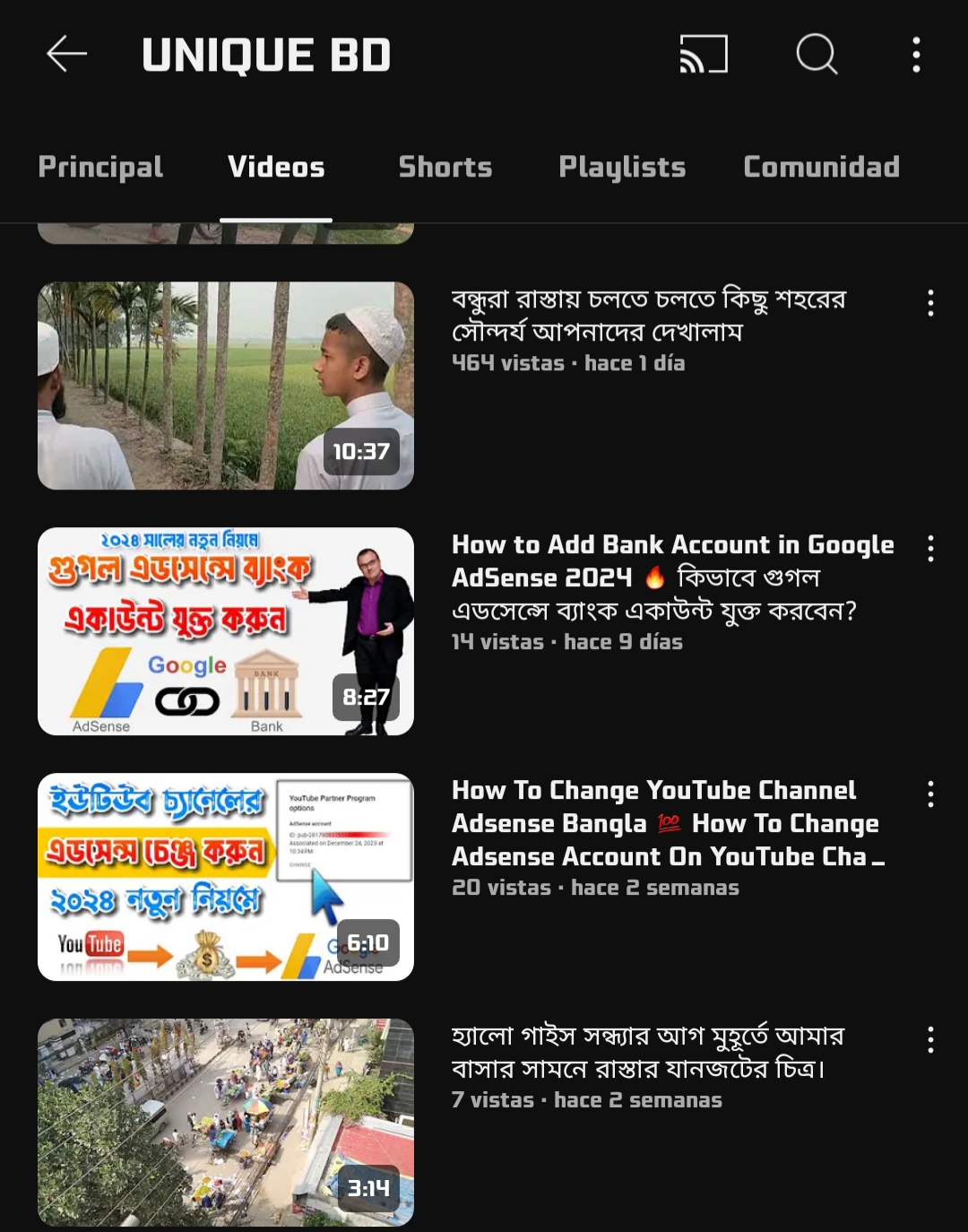 Fui a revisar el canal